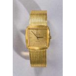 Goldene Omega-Herrenarmbanduhr, 18 ct. Modell "De Ville". Goldzifferblatt. Stahlzeiger,