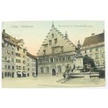 Postkarte Lindau. "Reichsplatz mit Monumentalbrunnen". Verlag Wilhelm Hoffmann Dresden. Gelaufen