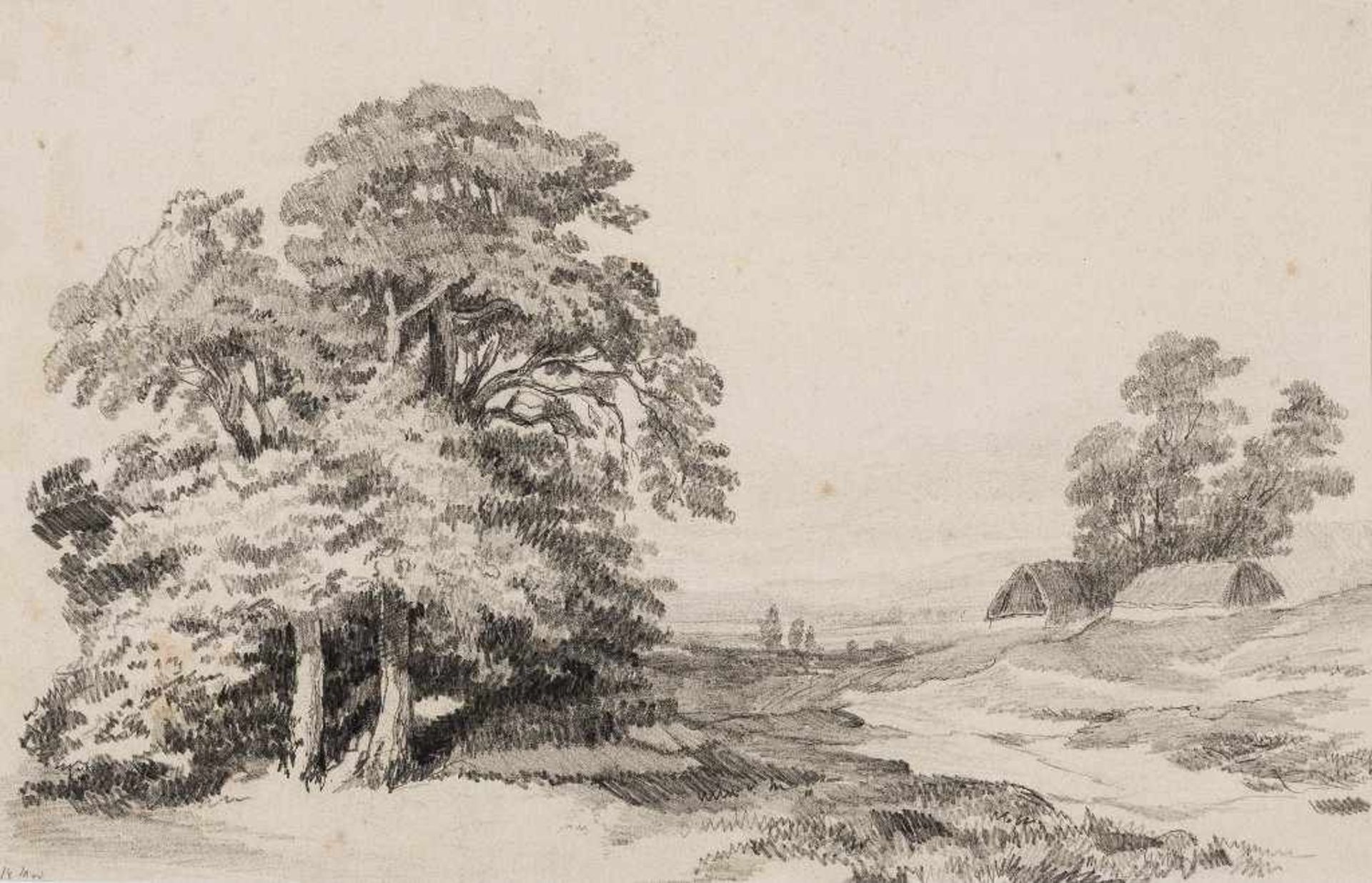 Alexandre Calame. 1810 Vevey - 1864 Menton. Zugeschr. 2 Bll. Bleistiftzeichnungen aus einem