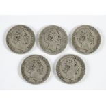 Bayern: fünf Münzen 2 Mark (S) 1876 (vier Stück), und 1877, König Ludwig II., J. 41- - -27.00 %
