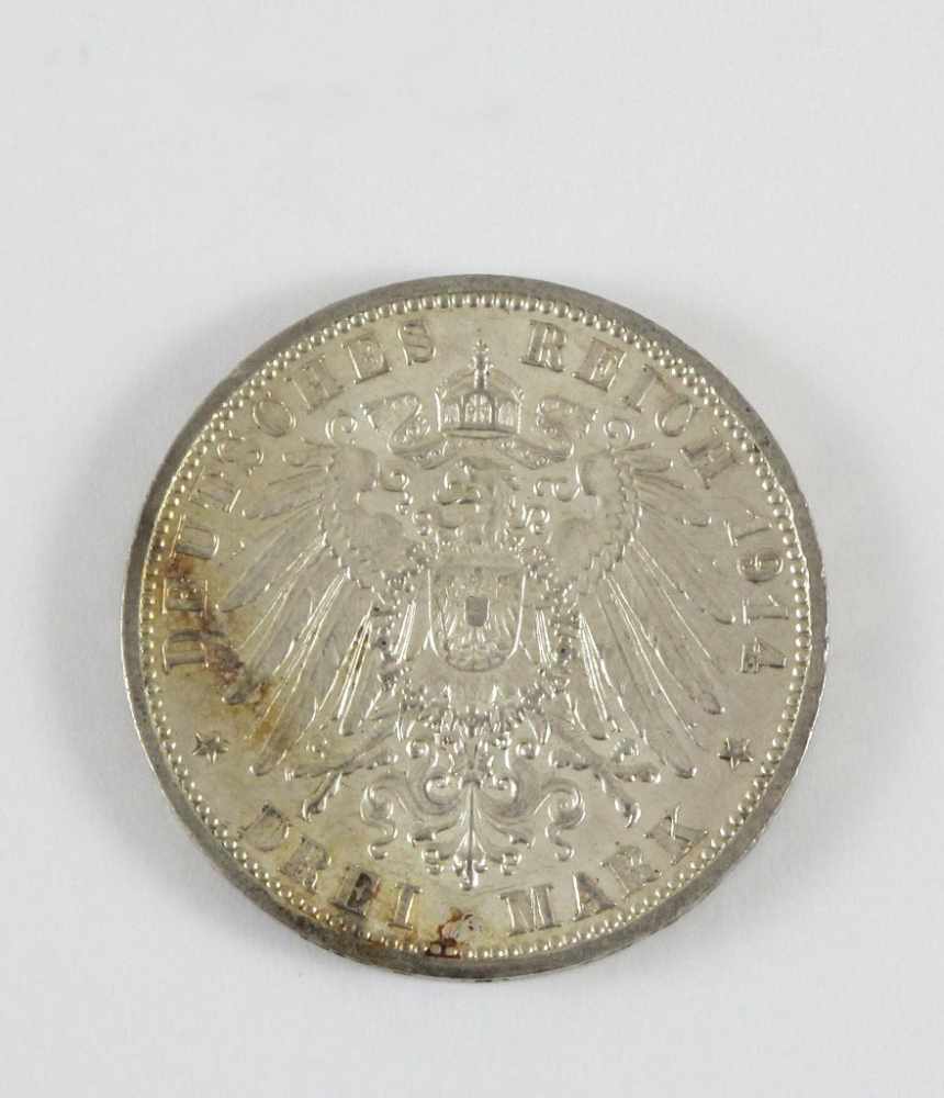 Preußen: 3 Mark (S) 1914 Wilhelm II. Deutscher Kaiser König von Preußen, J. 113- - -27.00 % buyer' - Image 2 of 2