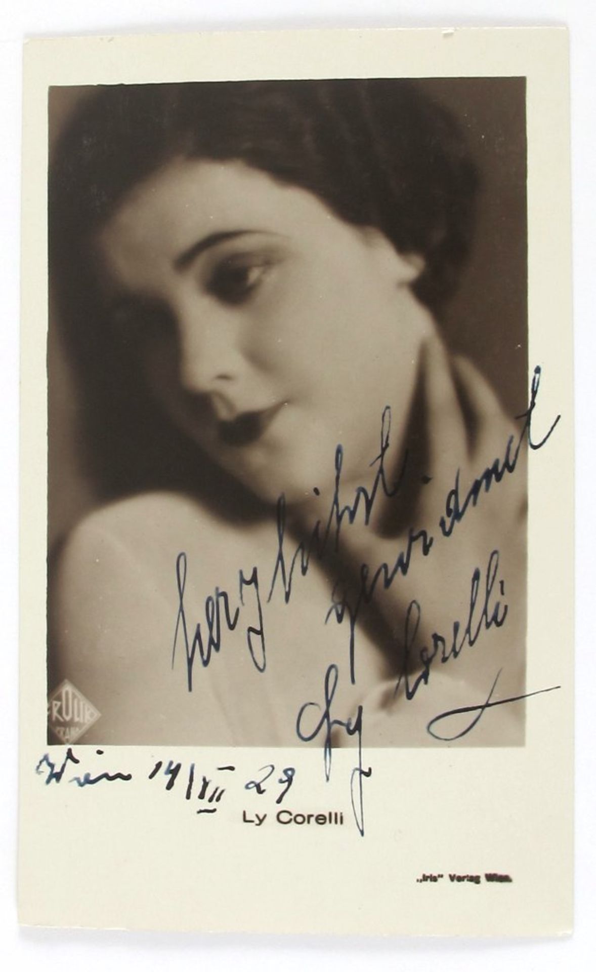 Autogramm-Postkarte Ly Corelli (Schauspielerin, geb. 1909)- - -27.00 % buyer's premium on the hammer