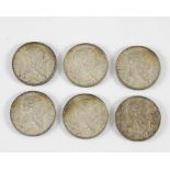 Baden: sechs Münzen 2 Mark (S) 1902 50. Regierungs-Jubiläum Friedrich I. Großherzog von Baden, J.