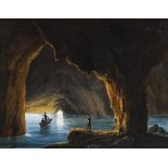 Romantiker 1. Hälfte 19. Jh. Blick in die Blaue Grotte auf Capri. Öl/Lwd. 36 x 47 cm. R- - -27.