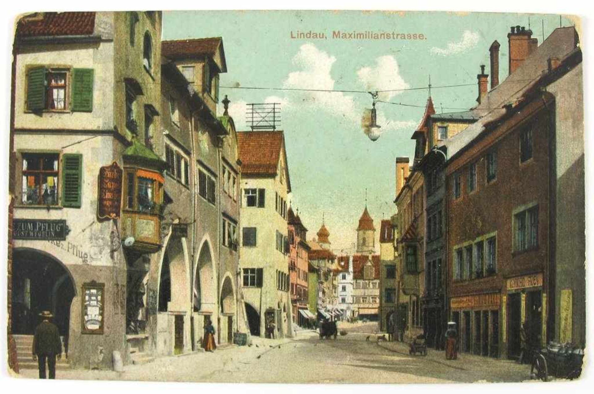 Postkarte Lindau. "Maximilianstrasse". Gelaufen 1907- - -27.00 % buyer's premium on the hammer