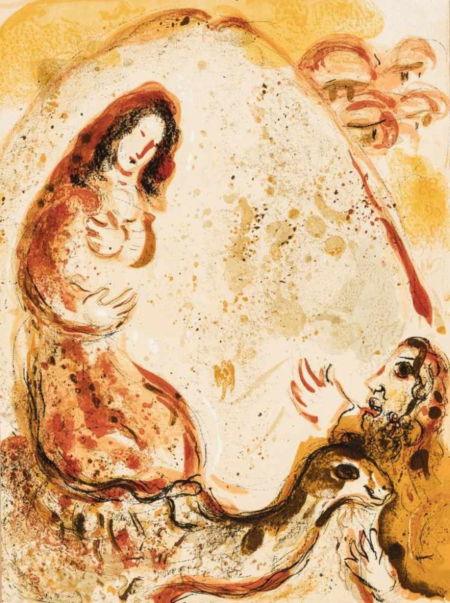 Marc Chagall. 1887 Witebsk - 1985 Saint-Paul-de-Vence. Rahel entwendet die Götzenbilder ihres