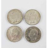 Baden: vier Münzen 3 Mark (S) 1908 (zwei Stück), 1910 und 1912 Friedrich II. Großherzog von Baden,