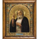 Ikone Seraphim von Sarow. Russland, um 1900. 27 x 22 cm- - -27.00 % buyer's premium on the hammer