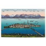 Postkarte Lindau. Die Insel vor der Säntis-Kette. Vereinigte Kunstanstalten München-Zürich- - -27.00