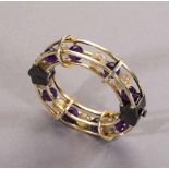 Vermeil-Armreif mit facettierten Amethyst- und Rutilkugeln- - -27.00 % buyer's premium on the hammer