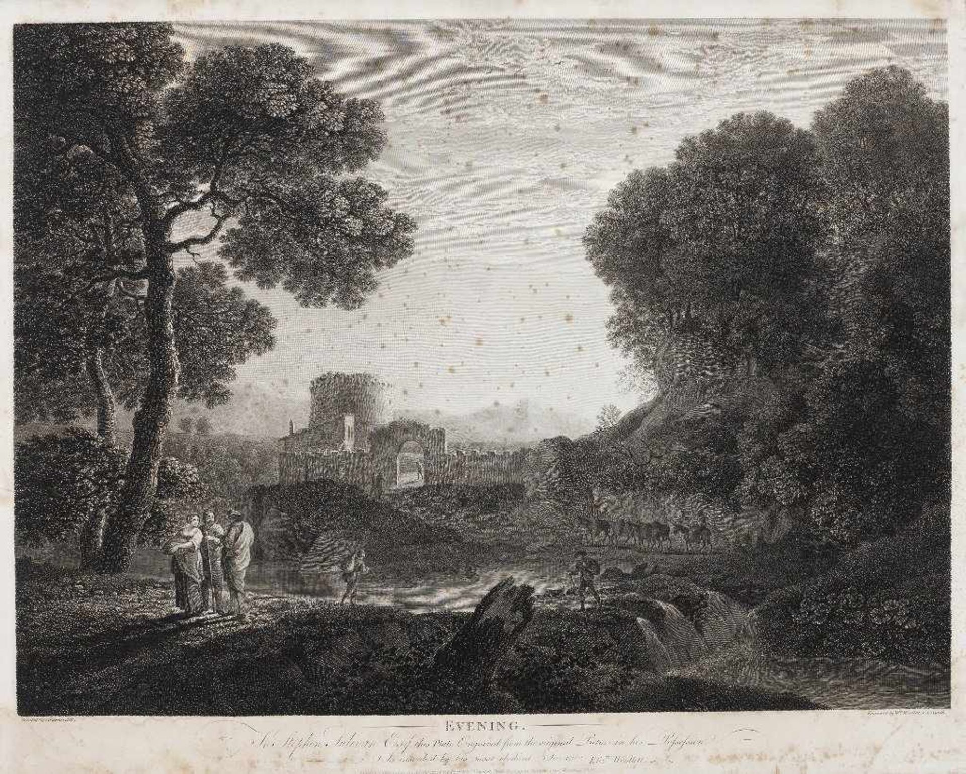 William Woollett. 1735 Maidstone - 1785 London. "Evening". Kupferradierung nach Herman van