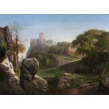 Gustave Joseph Noel. 1823 - Paris - 1881. Sign. und 186() dat. Romantische Flusslandschaft mit