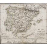 "Spanien und Portugal". Teilkol. Stahlstich bei Justus Perthes Gotha, um 1865. Bildgr. 20 x 23,5 cm.