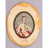 Portrait einer Dame mit Hochfrisur. Frühes 19. Jh. Oval, 9,5 x 7 cm. R- - -27.00 % buyer's premium