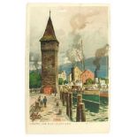 Postkarte Lindau. "Der alte Leuchtturm" (nach dem Gemälde von Zeno Diemer). Gelaufen 1900- - -27.