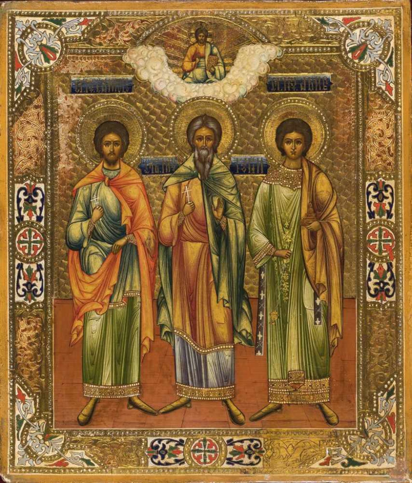 Ikone: Samon, Gurij und Aviv, die drei heiligen Heiratsvermittler und Beschützer der Ehe.