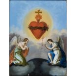 Hinterglasbild. Herz Jesu mit zwei adorierenden Engeln. Anf. 19. Jh. 37,5 x 28,5 cm. R- - -27.00 %