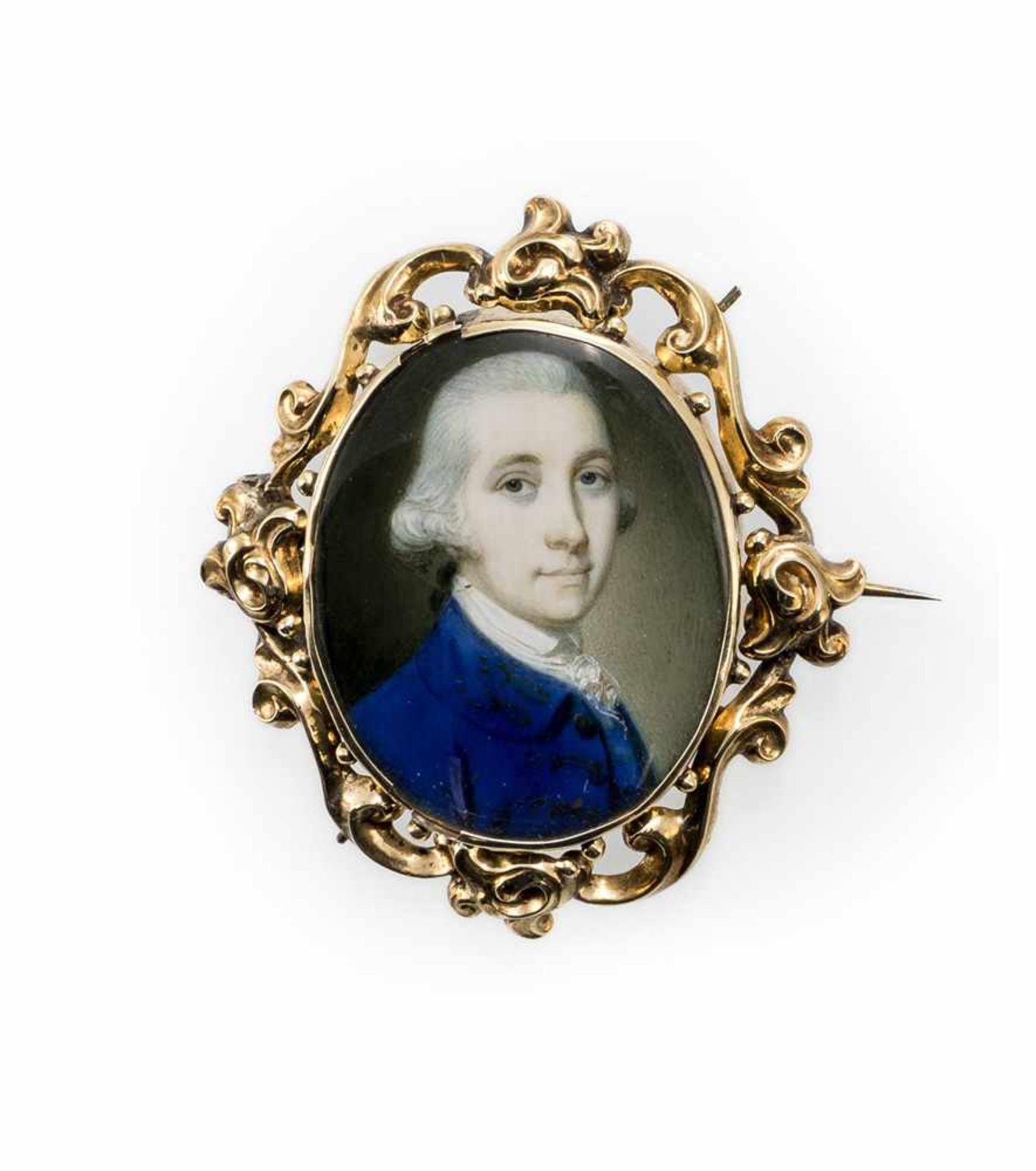 Crosse, Richard (attr.)Knowle 1742 - 18103,4x2,7/5x4 cmPortrait eines Herren in blauer Jacke.