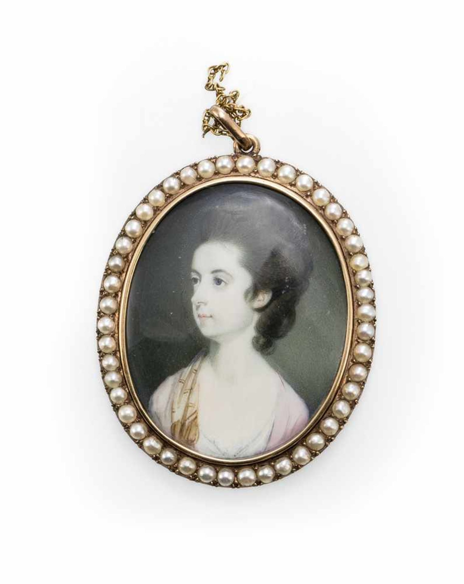 Crosse, Richard (attr.) Knowle 1742 - 1810 4 x 3,2 cm Portrait einer Dame in rosafarbenem Kleid