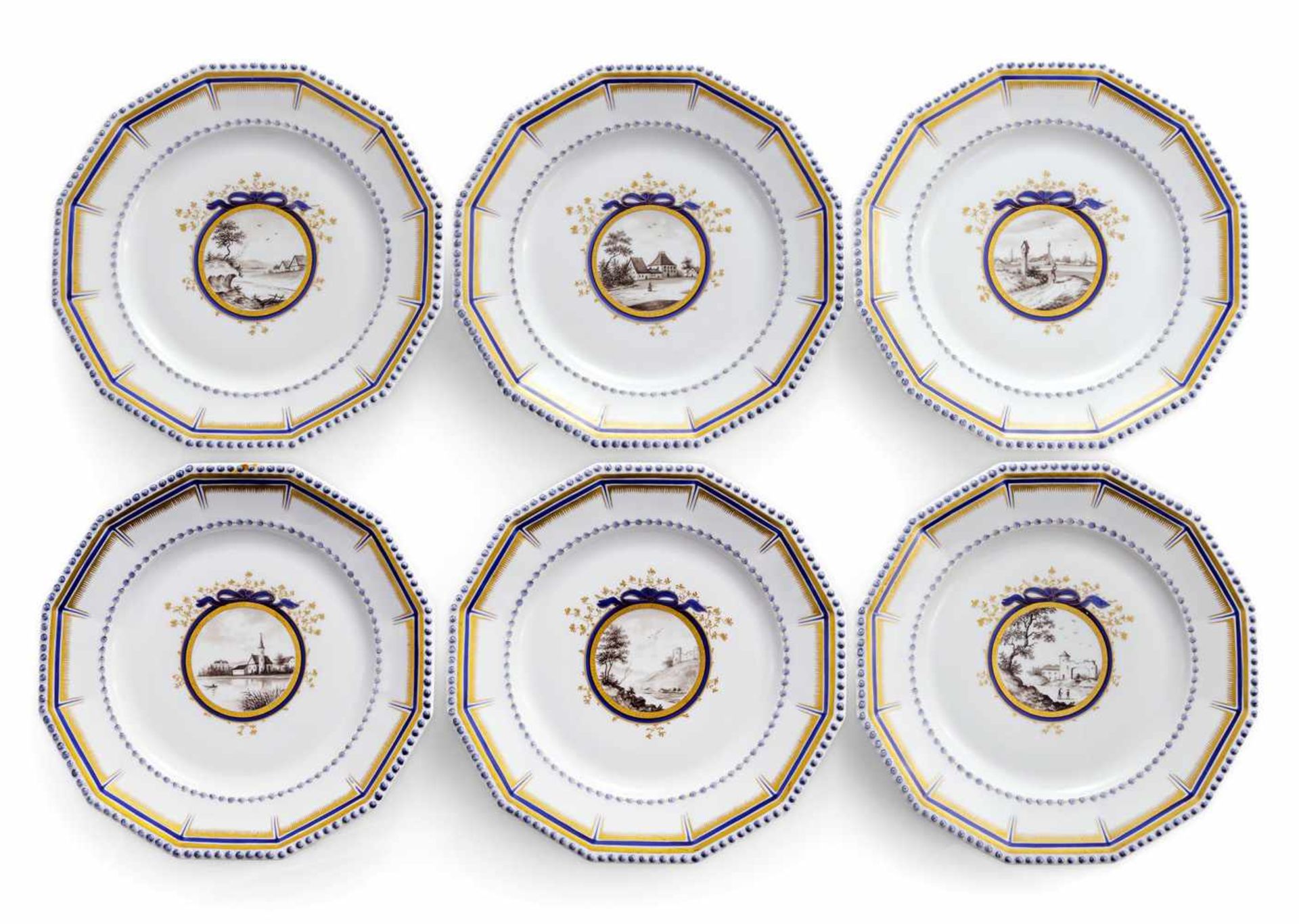 Sechs Kuchen- und sechs Menuteller aus dem Bayerischen Königsservice Nymphenburg, 20. Jahrhundert D. - Bild 2 aus 3