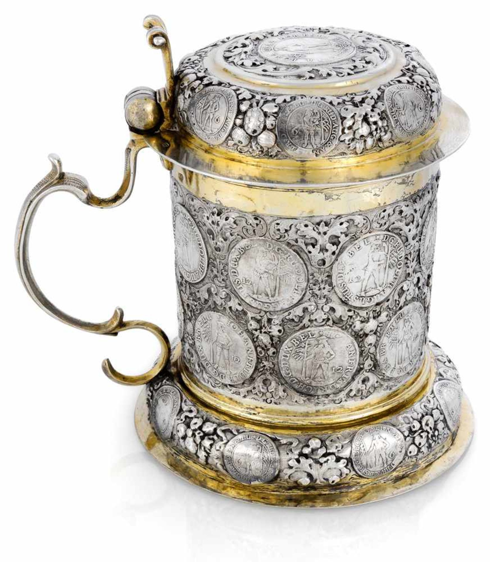 Barocker MünzhumpenBreslau, um 1700 - Gottfried KörnerH. 17,5 cmSilber, gegossen, getrieben, - Bild 4 aus 5