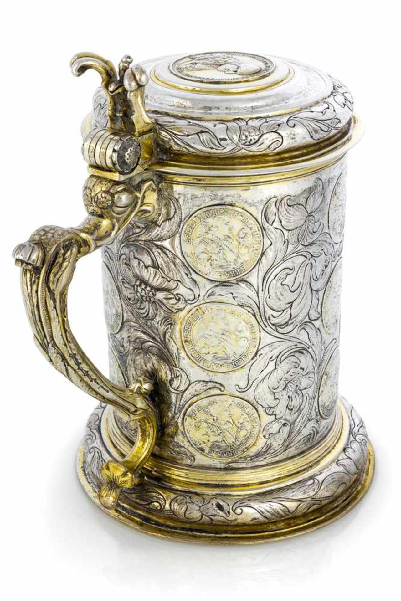 Grosser barocker MünzhumpenKönigsberg, um 1670 - David StobbeH. 24,5 cmSilber, gegossen, - Bild 3 aus 5