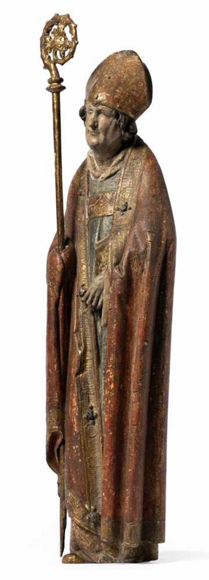 Benedikt-Meister und WerkstattHildesheim, um 1525H. 82 cmHeiliger Nikolaus. Stehende Figur mit - Bild 3 aus 4