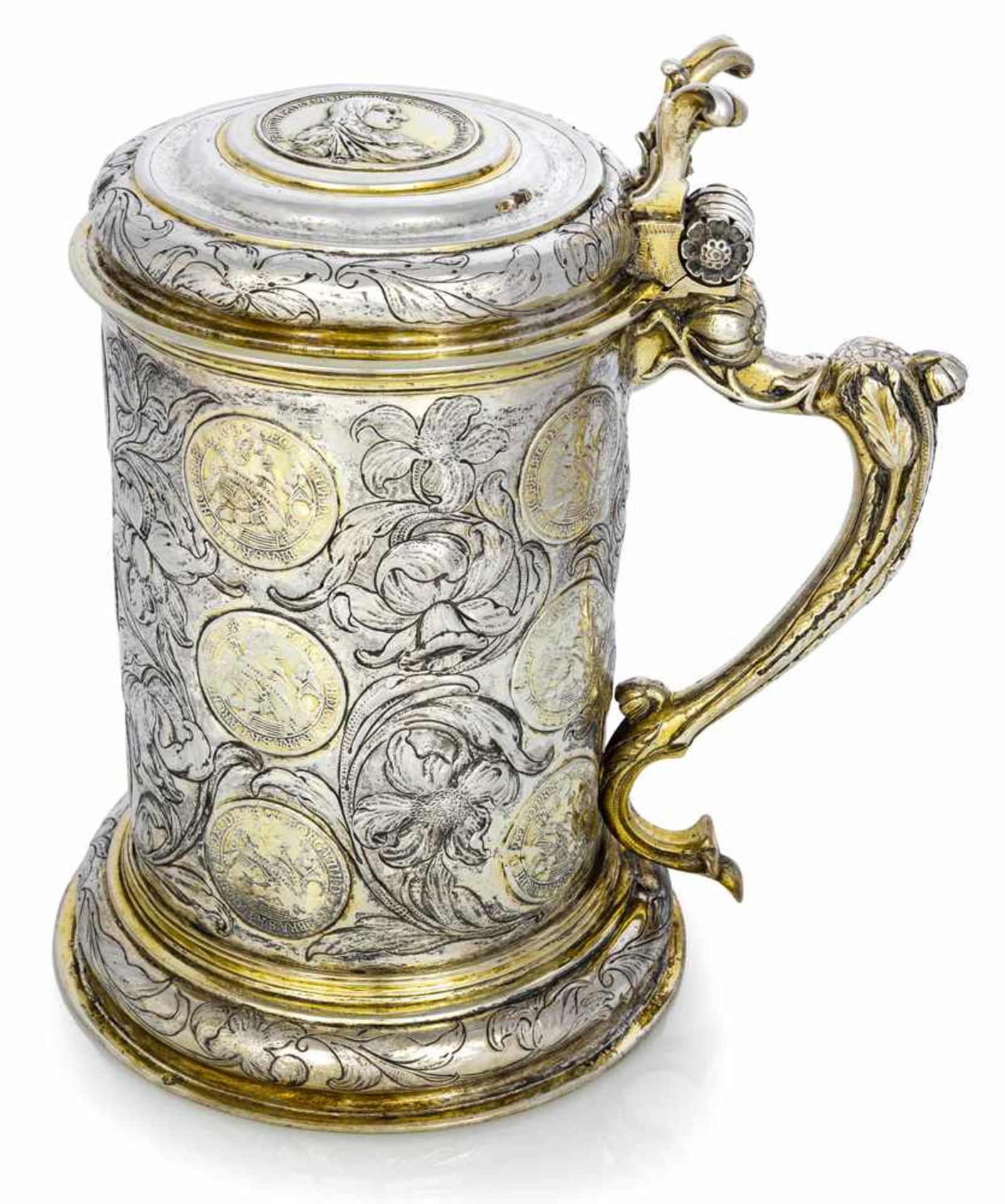 Grosser barocker MünzhumpenKönigsberg, um 1670 - David StobbeH. 24,5 cmSilber, gegossen,