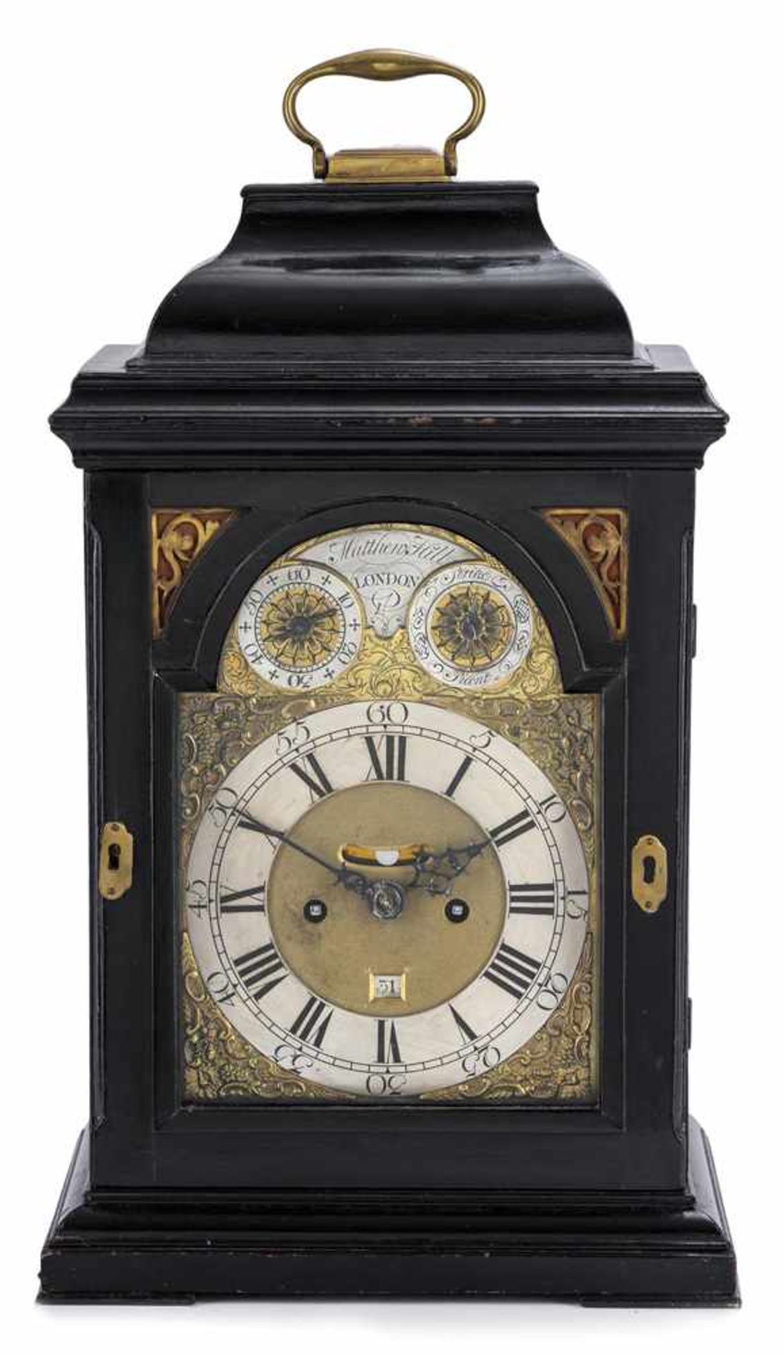 Bracket ClockBez. Matthew Hill LONDON, England, 18. JahrhundertH. 45 cmEbonisiertes, rundum