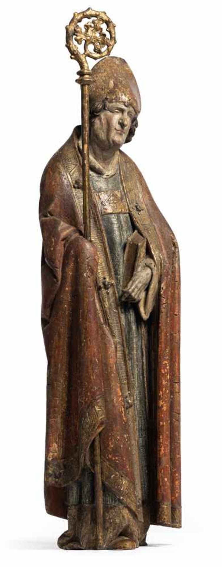 Benedikt-Meister und WerkstattHildesheim, um 1525H. 82 cmHeiliger Nikolaus. Stehende Figur mit - Bild 2 aus 4