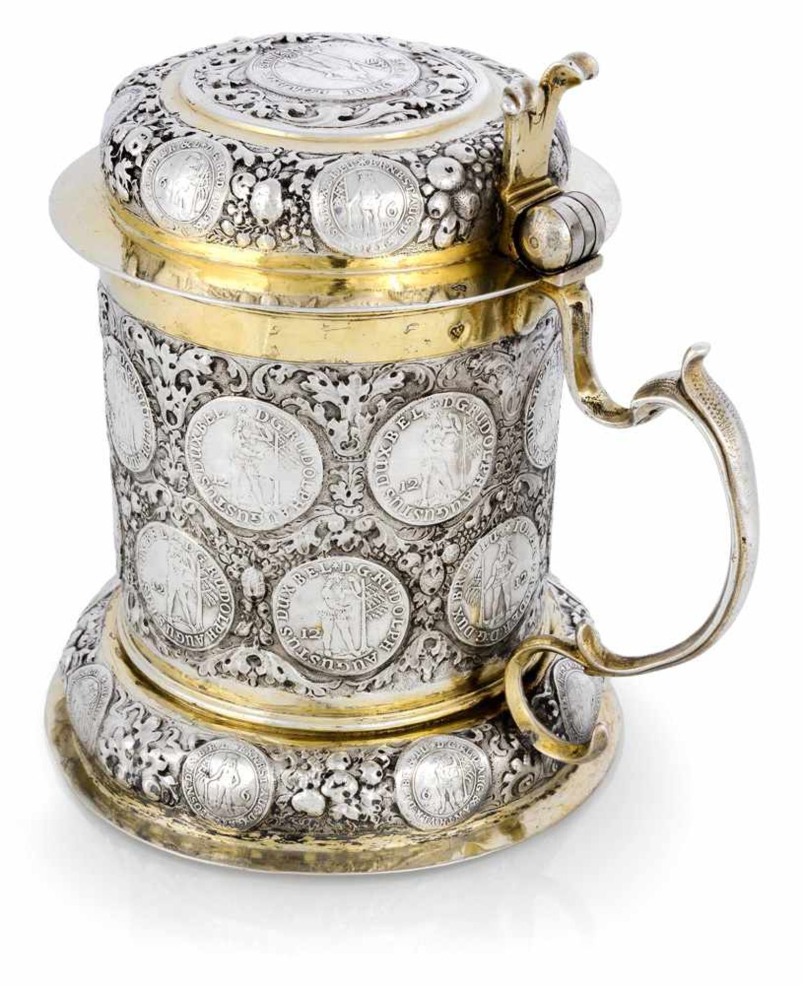 Barocker MünzhumpenBreslau, um 1700 - Gottfried KörnerH. 17,5 cmSilber, gegossen, getrieben, - Bild 3 aus 5