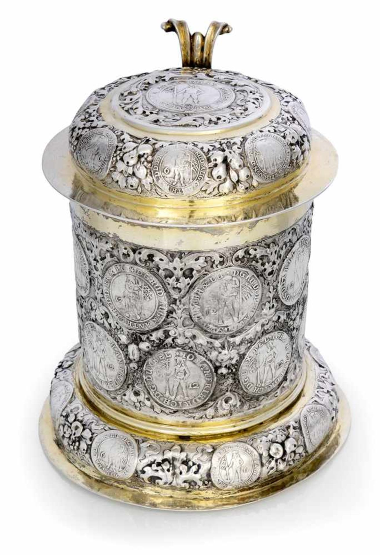 Barocker MünzhumpenBreslau, um 1700 - Gottfried KörnerH. 17,5 cmSilber, gegossen, getrieben,