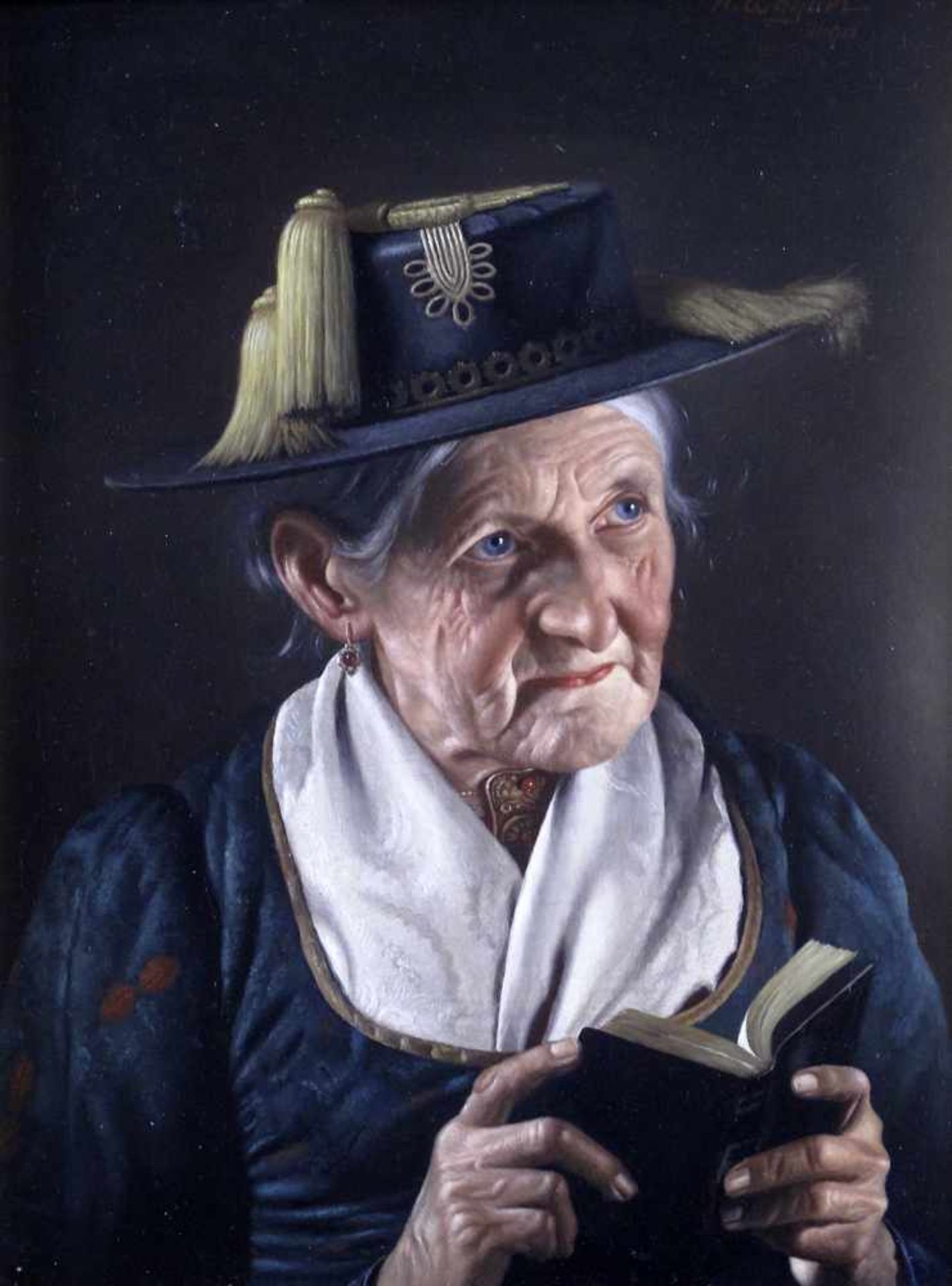 BEZ. A. WAGNER MCHNALTE FRAU MIT GESANGBUCH24 X 18 CM