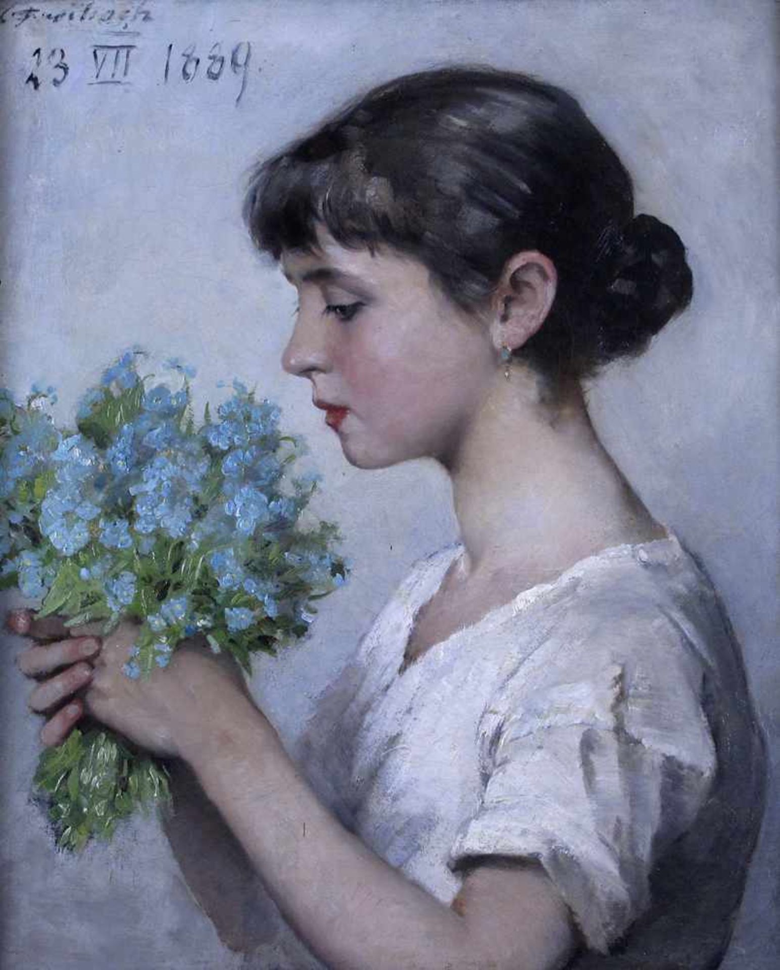 BEZ. FRITSACH 1889MÄDCHEN MIT BLUMENSTRAUSS51 X 41 CM