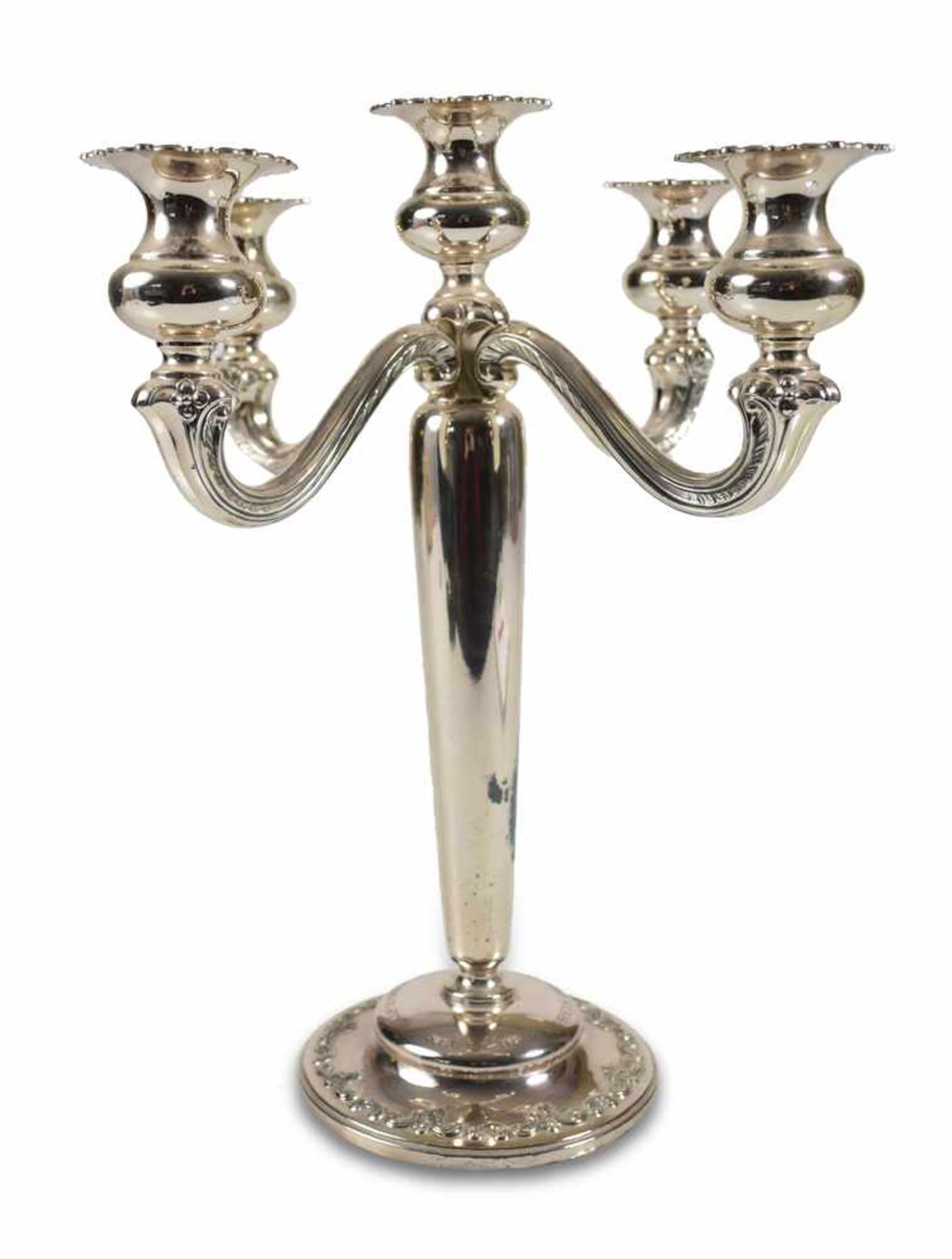 GIRANDOLE, 5-FLAMMIG925 STERLING, INSCHRIFTH. 36 CM