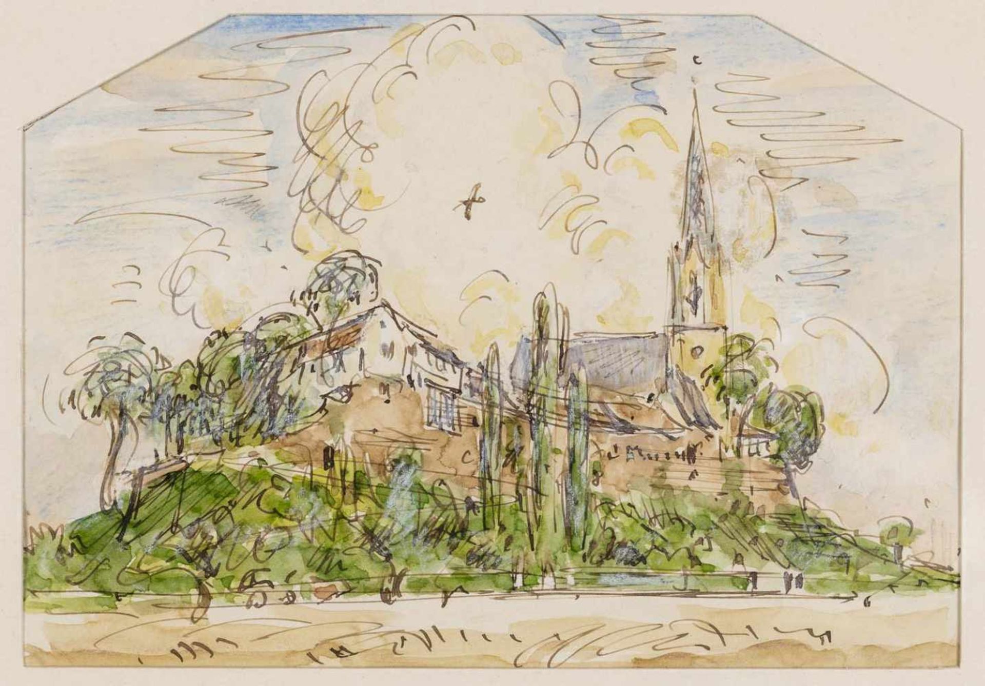 Haueisen, AlbertStuttgart, 1872 - Jockgrim, 1954Versch.5 Bl.: Ohne Titel. Zwei aquarellierte - Bild 2 aus 5