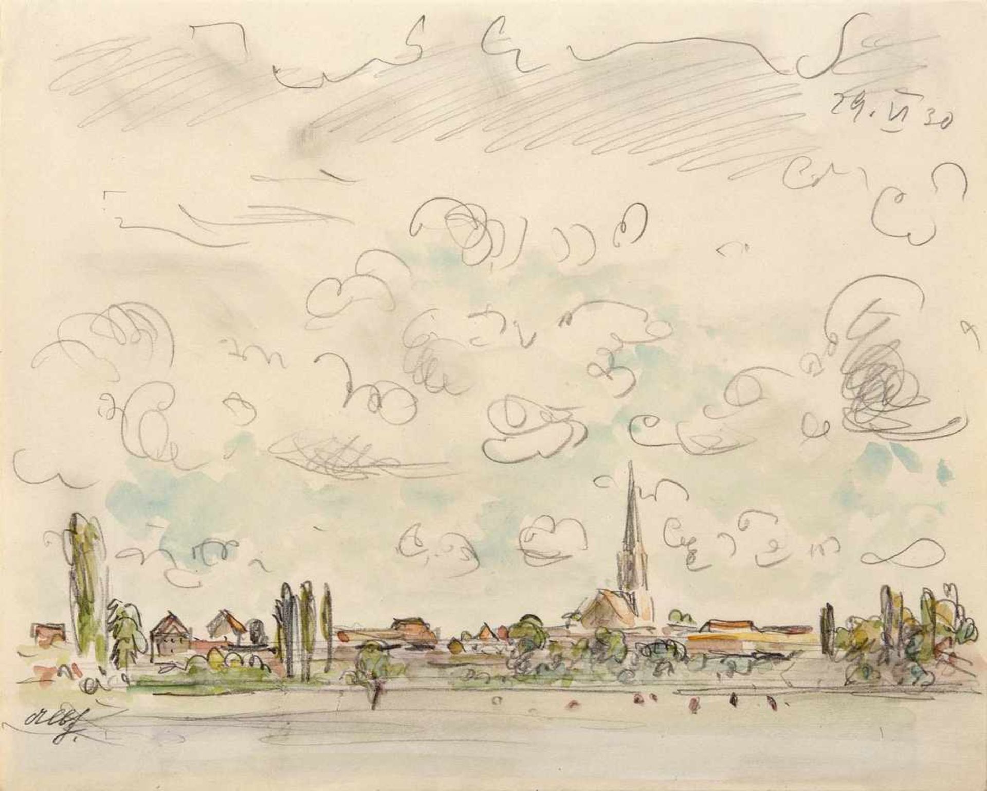 Haueisen, AlbertStuttgart, 1872 - Jockgrim, 1954Versch., o.R.2 Bl.: Ansicht einer Stadt, 1930;