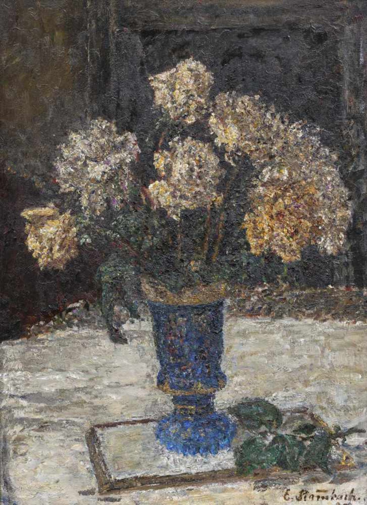 Stammbach, EugenStuttgart, 1876 - 196650 x 36 cm,R.Blumenstillleben. Öl auf Karton. In Öl unten