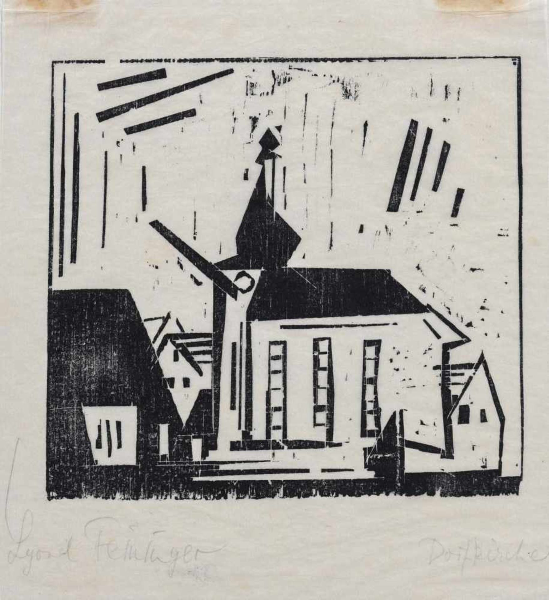 Feininger, LyonelNew York, 1871 - 195613,6x14,6cm,o.R."Süssenborn - Dorfkirche", 1923. Holzschnitt