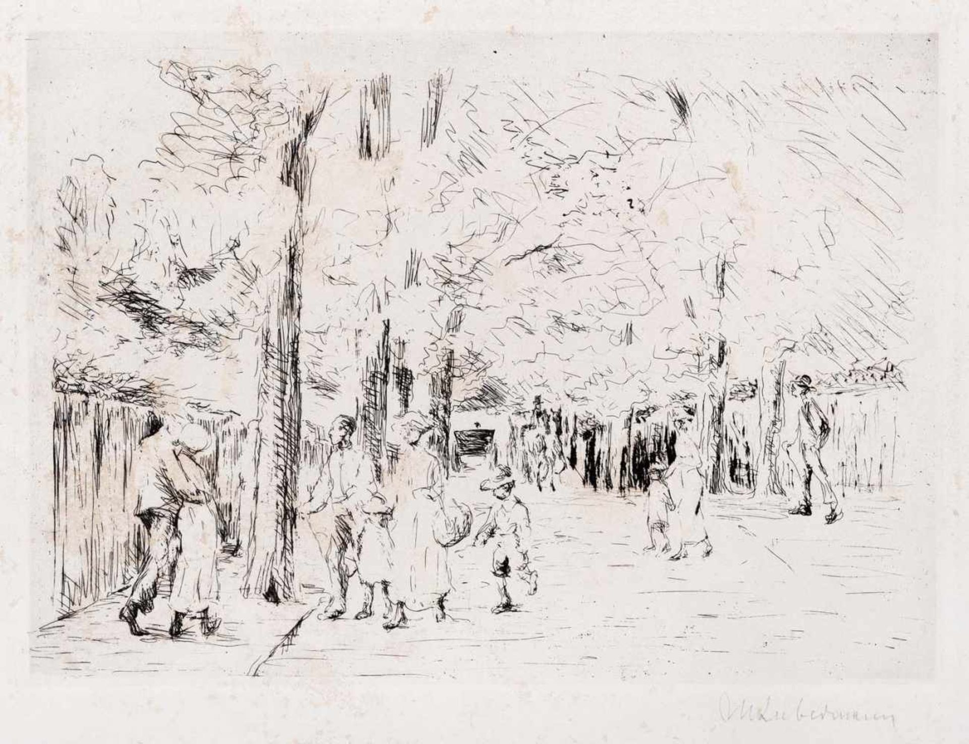 Liebermann, MaxBerlin, 1847 - 193522 x 31 cm, o.R."Straße in Wannsee", 1922. Radierung auf Bütten.