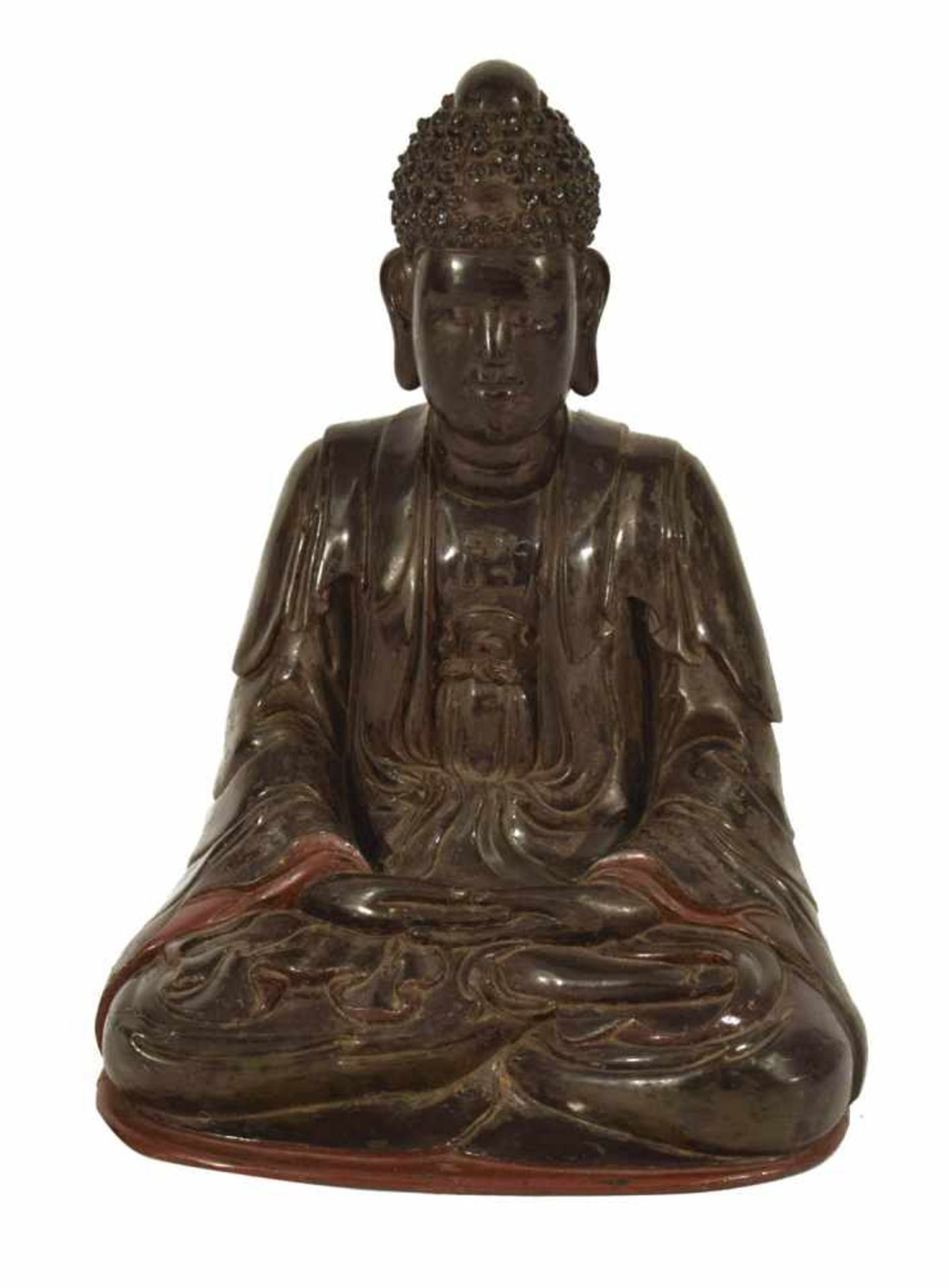 GROSSER BUDDHA SHAKYAMUNI AUSHOLZ, VIETNAM, 19. JH.H. 84 CM