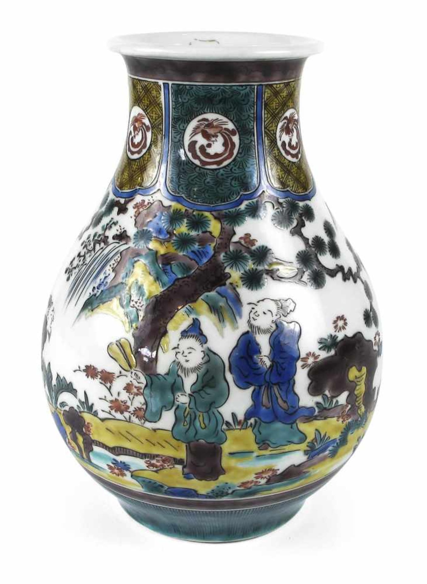 VASE, KUTANI, FIGURENDEKORJAPAN, MEIJI-PERIODEH. 24,5 CM