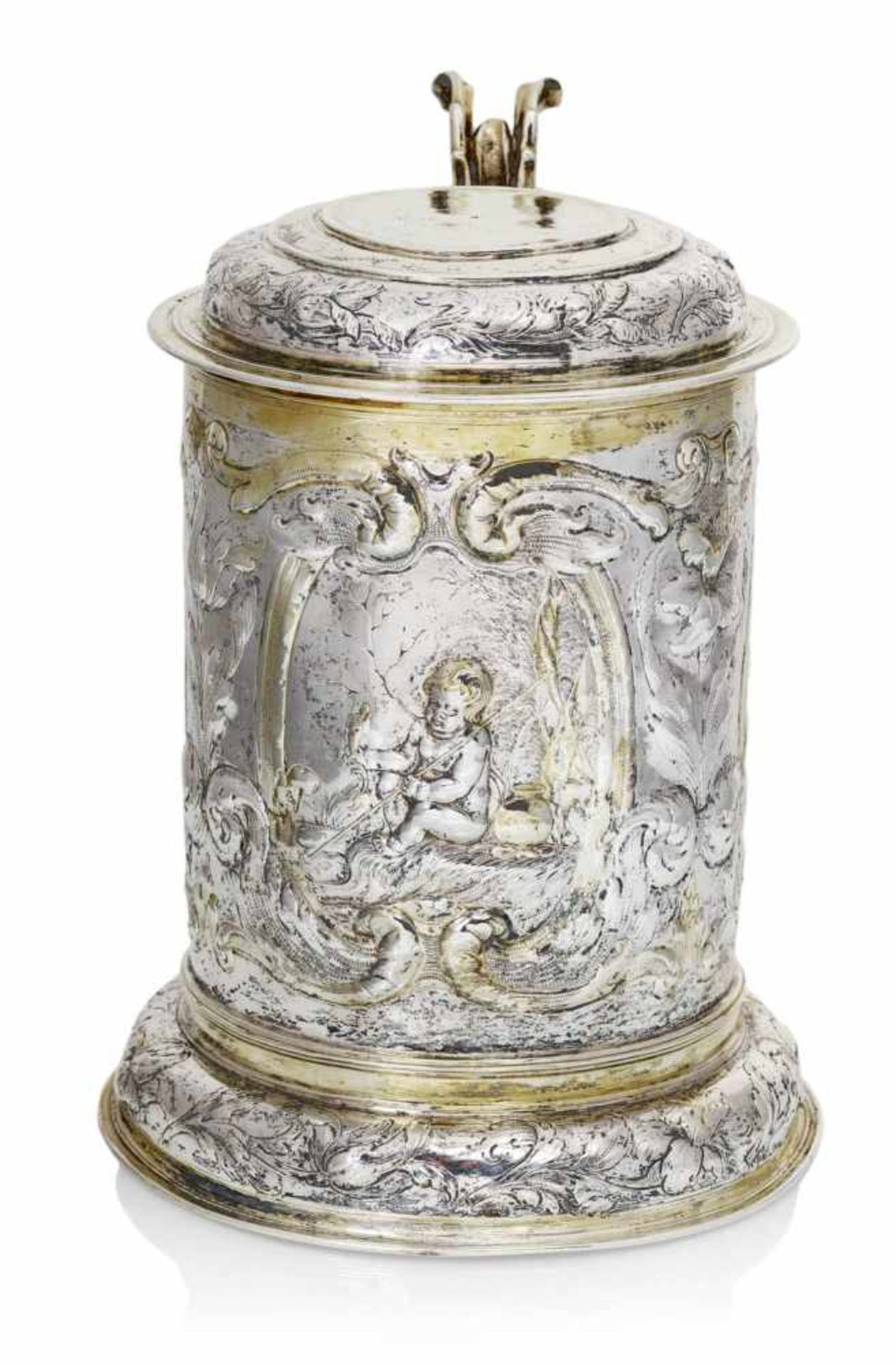 Grosser Barock-DeckelhumpenDanzig, um 1660/70 - Nathaniel PreßdingH. 22,5 cmSilber, gegossen, - Bild 2 aus 4