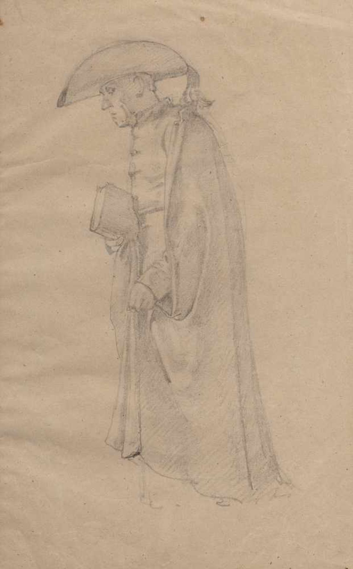 Spitzweg, CarlMünchen 1808 - 188535 x 21 cm,o.R.Studie eines Paters. Bleistift/Papier, verso weitere
