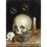 Hinterglasbild - Memento MoriSchweiz, wohl Zürich, 18. Jahrhundert32 x 24 cmMemento-Mori Stilleben