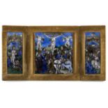 Emaille-TriptychonFrankreich, 19. Jahrhundert26x24,5/48 cmKupfer- oder Metalltafeln mit Opak-