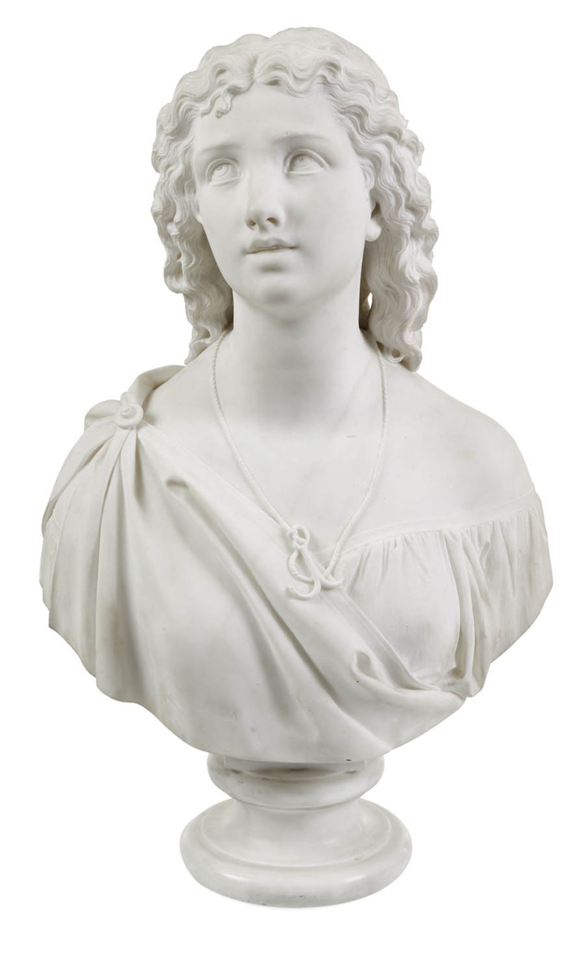 Argenti, GiosuéViaggiù-Varese 1819 - 1901H. 70 cmBüste einer jungen Frau mit Zöpfen und