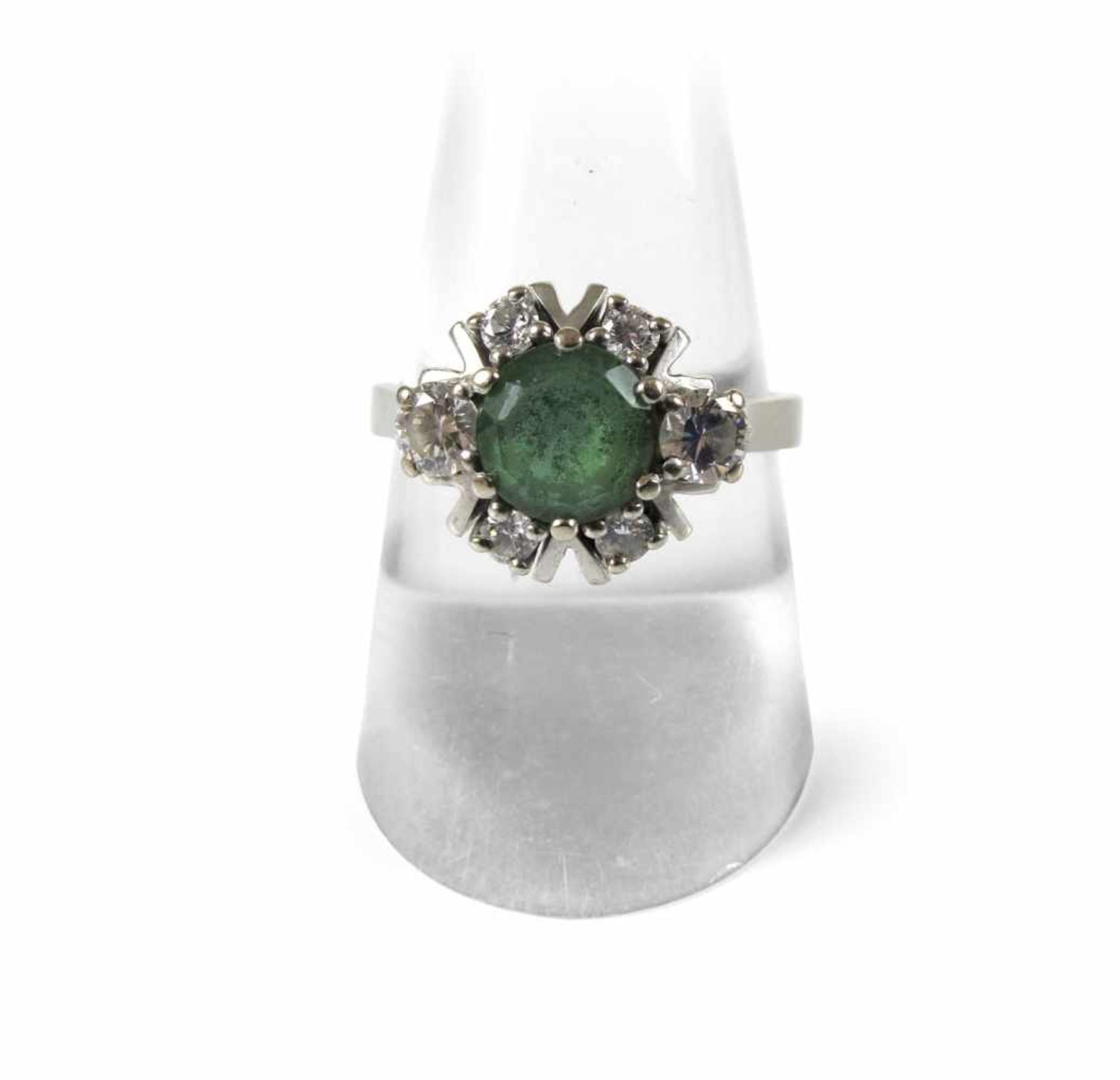 SMARAGD-DIAMANT-RING, UM 1950,585 WG