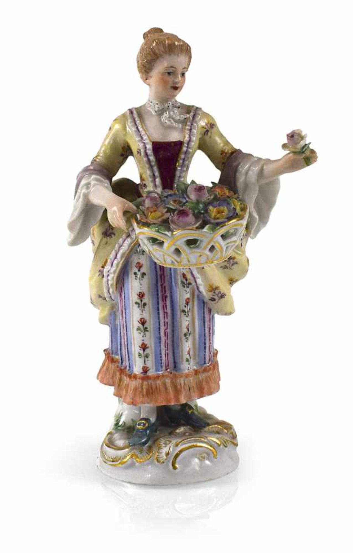 GÄRTNERIN, MEISSEN, UM 1890BUNT STAFFIERTH. 13,5 CM