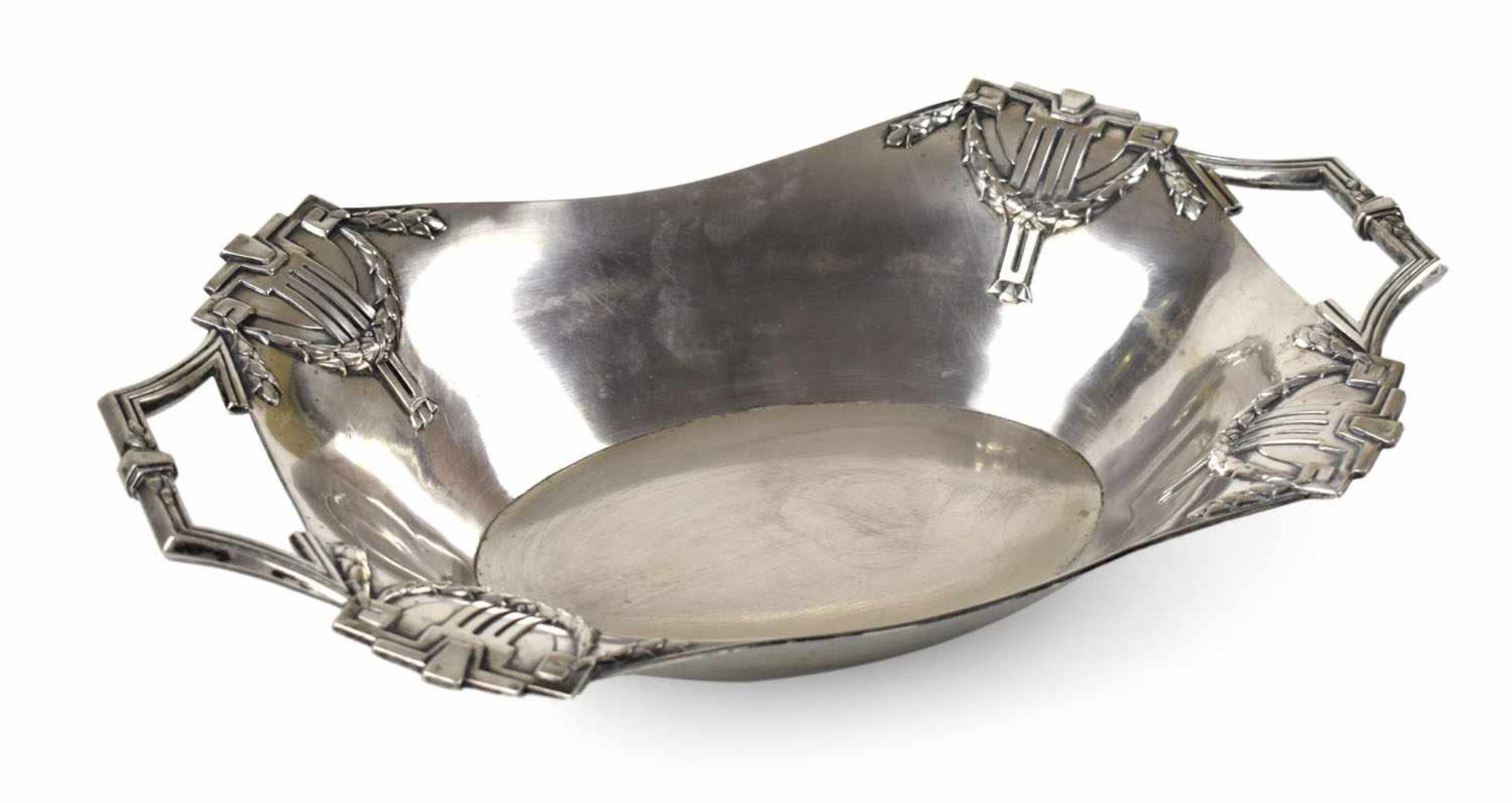 JUGENDSTIL-BROTSCHALE, DEUTSCHANFANG 20. JH., SILBER 800L. 35,5 CM